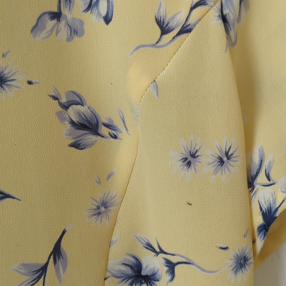 Christy Lyn 90's Vintage Floral Short Sleeve Button Front Midi Dress Yellow 4 - Picture 7 of 14